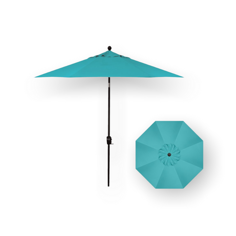 9 ft dark teal patio umbrella 9' Push Button Tilt Umbrella, Black Frame