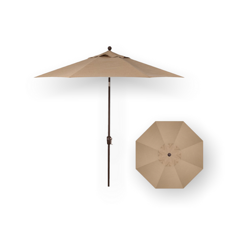 9 ft tan patio umbrella 9' Push Button Tilt Umbrella, Bronze Frame