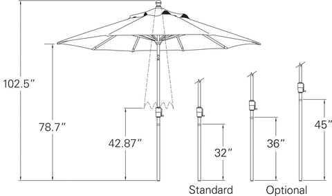kiwi patio umbrella Treasure Garden 9' Push Button Tilt Umbrella with O'bravia2 Fabric Black / Kiwi