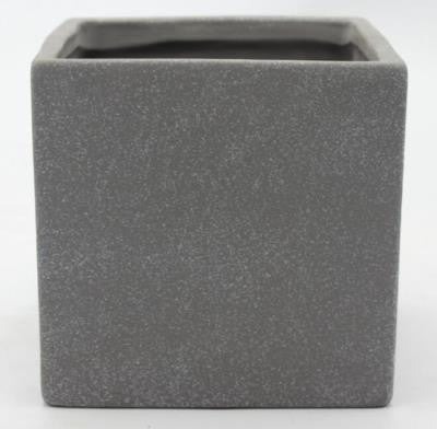 Glazed Ceramic Contemporary Cube Grey