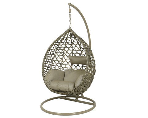 Patio Seating - Hanging Chair Montreal Taupe With Sesame Cushion - 73 inch