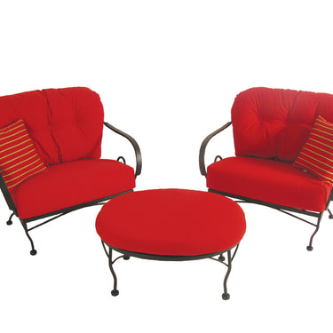 Patio Seating - Brantley 3Pc Seating Group With Red Sunbrella Cushions