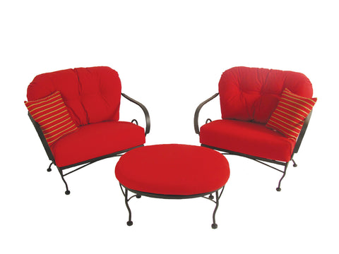 Patio Seating - Brantley 3Pc Seating Group With Red Sunbrella Cushions