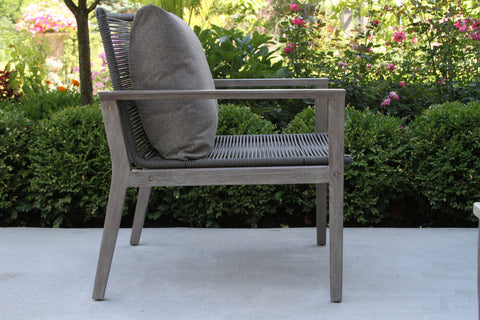Patio Seating - Grey Eucalyptus Rope Lounger With Cushion