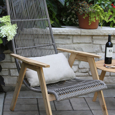 Patio Seating - Teak and Resin Wicker Basket Lounger Chair With Cushion