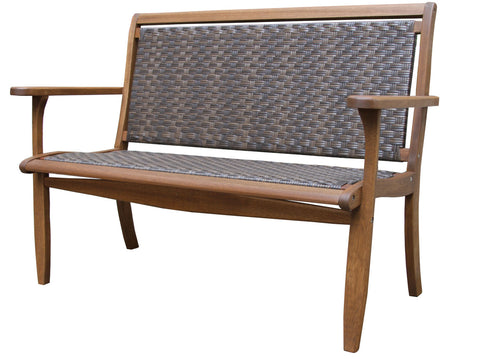 Driftwood Grey Wicker & Eucalyptus Bench