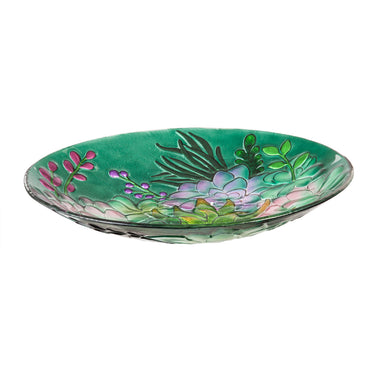 Glass Bird Bath, Succulent - 18 inch