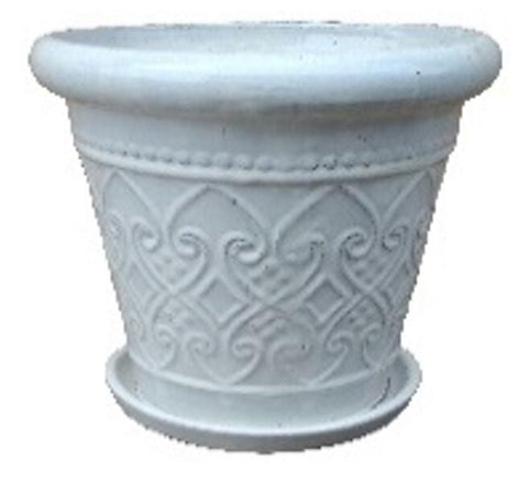 Glazed Ceramic Royal Planter With Saucer White - 16 inch