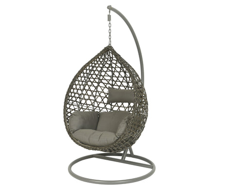 Patio Seating - Hanging Chair Montreal Grey With Grey Cushion - 73 inch