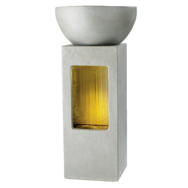 Lightweight Rain Fountain With Bowl On Top And Led Light Short - 32 inch