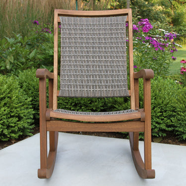 Patio Seating - Driftwood Grey Wicker & Eucalyptus Rocking Chair