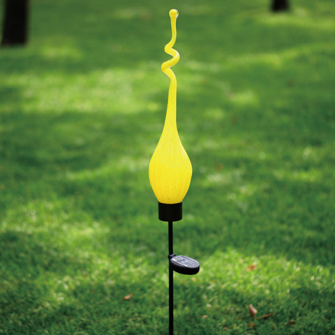 Solar Viz Glass Twist Pod Stake Yellow