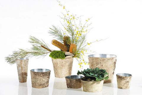 birch planter pots Birch Vase withzinc 4.75"x 9" – Pike Nursery