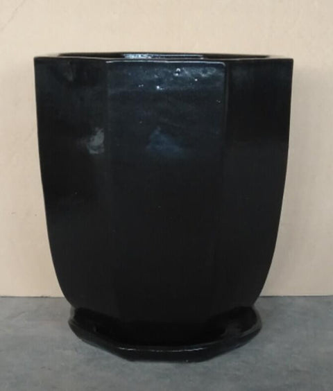 black gloss ceramic plant pots Glazed Ceramic Octavia Pot