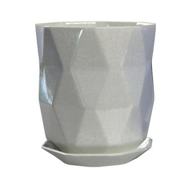 Glazed Ceramic Apex Planter White