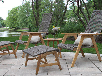Patio Seating - Teak and Resin Wicker Basket Lounger Chair With Cushion