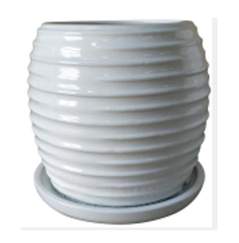 Glazed Ceramic Cora Planter White - 14 inch