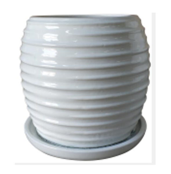 large white ceramic flower pots Glazed Ceramic Cora Planter White