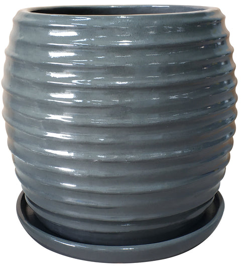 plant pot 14 inch Glazed Ceramic Cora Planter Steel
