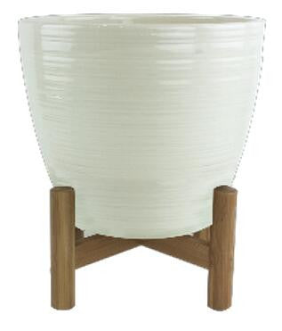 Glazed Ceramic Cammie Planter with Stand - 7 inch