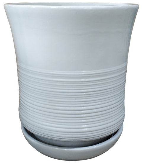 Glazed Ceramic Ismara Planter White - 19 inch