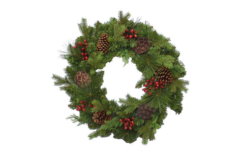 Pike Peak Wreath – 24" (Artificial, Pre-Lit)